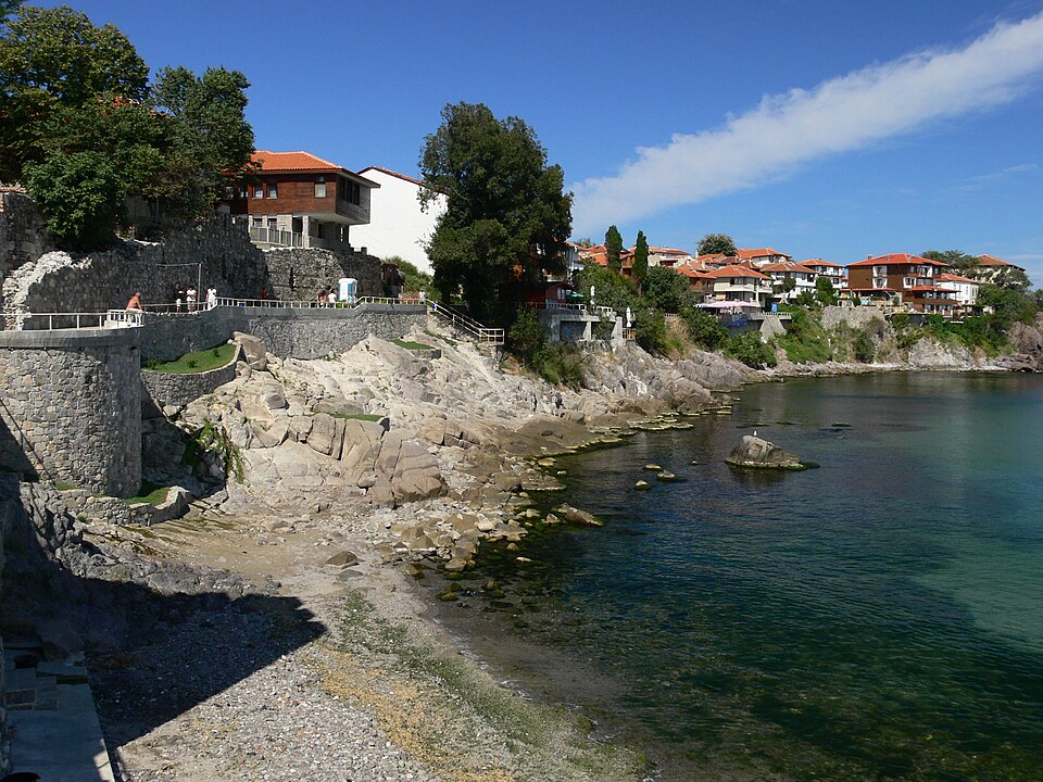 Sozopol harbour with wooden Bulgarian Revival houses on the peninsula